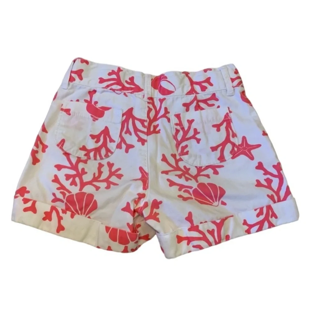 Gymboree Ocean Coral and White Shorts Size 5 Cotton Shells Starfish